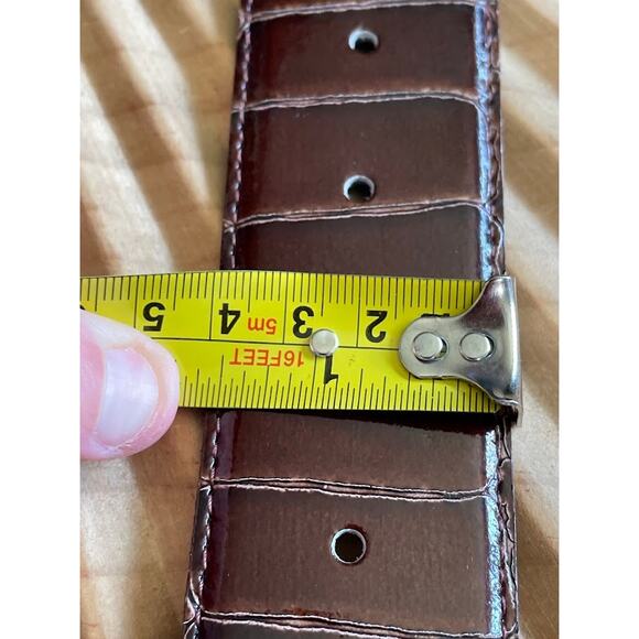 Womens Genuine Leather Reptile Print Wide Belt Espresso Brown Size M/L main image 3